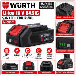 Şarj edilebilir akü Li-ion 18 V BASIC M-CUBE