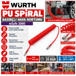 PU spiral basınçlı hava hortumu wSafe 2000  würth 