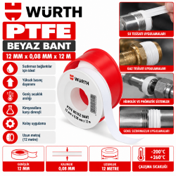 PTFE BEYAZ BANT 12MMX0,08MMX12M