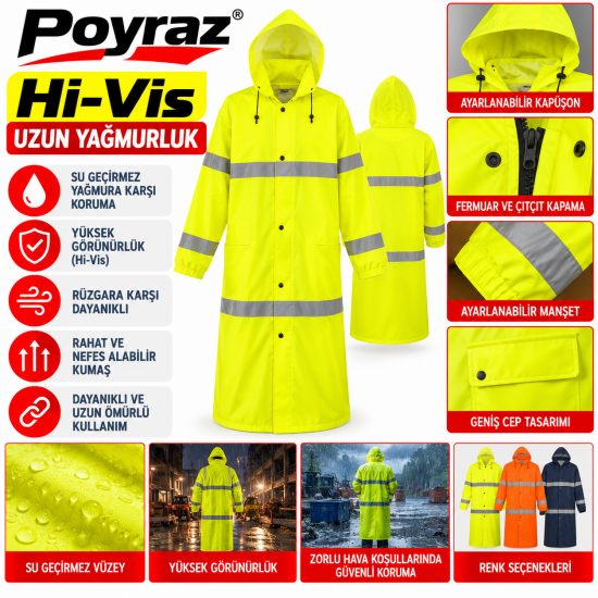 Poyraz Hi-Vis Uzun Yağmurluk