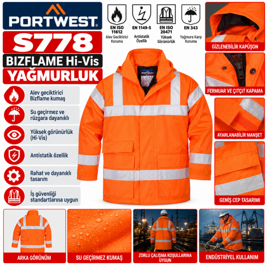 Portwest S778 -Bizflame Hi-Vis Yağmurluk