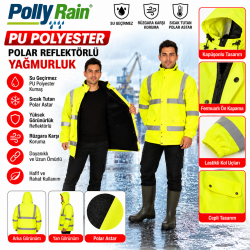 Polly Rain PU Polyester Polar Reflektörlü Yağmurluk