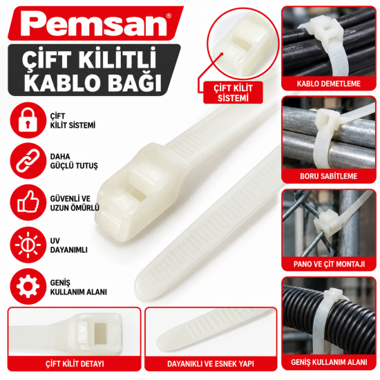 Pemsan Çift Kilitli Kablo Bağı