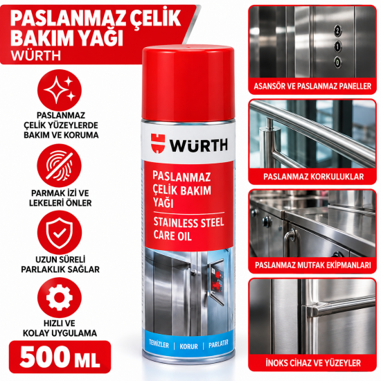 Paslanmaz çelik bakım yağı Würth 