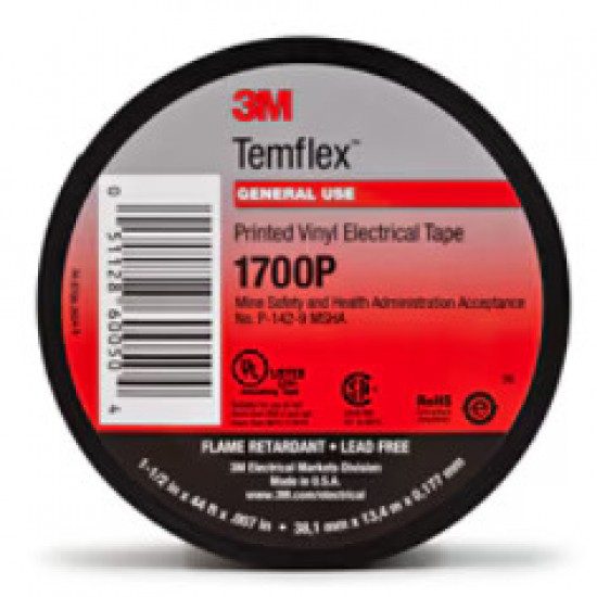 3M™ Temflex™ Vinil Elektrik Bandı 1700P-BASKILI 38 mm x 13,34 m
