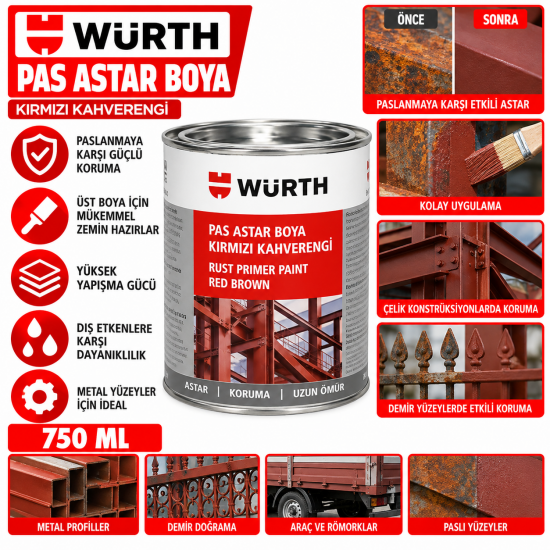 PAS ASTAR BOYA KIRMIZIKAHVERENGİ 750ML