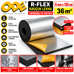 ODE  RFLEX KAUÇUK LEVHA YAPIŞKANLI VE FOLYOLU 6*100 36 M2