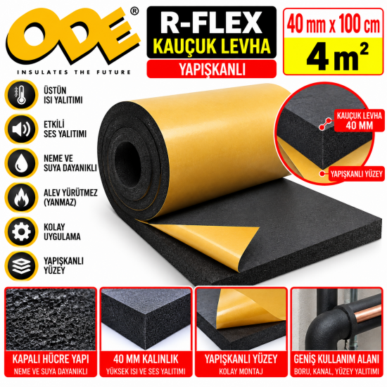 ODE  RFLEX KAUÇUK LEVHA YAPIŞKANLI  40*100 4 M2