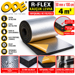 ODE  RFLEX KAUÇUK LEVHA  YAPIŞKANLI VE FOLYOLU 50*100 4 M2