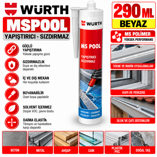 MSPOOL-YAPIŞTRCI SIZDIRMAZ-BEYAZ-290 ML