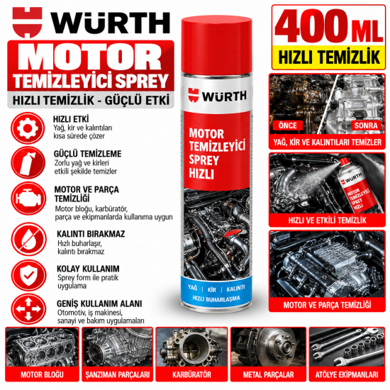MOTOR TEMİZLEYİCİ SPREY HIZLI Würth 