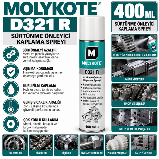 MOLYKOTE D321 R Sürtünme Önleyici Kaplama Spreyi