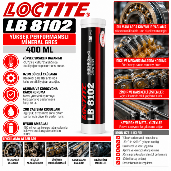 Loctite LB 8102 Yüksek Performanslı Mineral Gres 400 ML