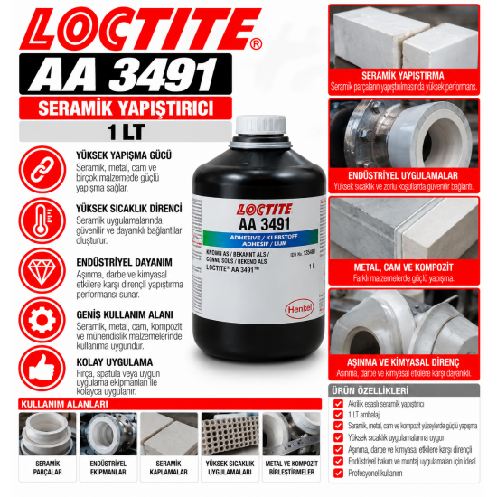 LOCTITE AA 3491 SERAMİK YAPIŞTIRICI 1 LT