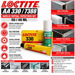 LOCTITE AA 330/7388 Akrilik Yapısal Yapıştırıcı 50/40 Ml Set