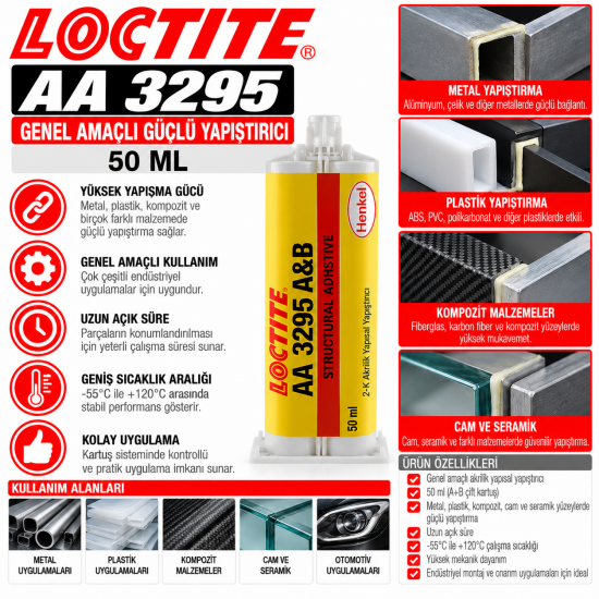 LOCTITE AA 3295 GENEL AMAÇLI GÜÇLÜ YAPIŞTIRICI 50 ML