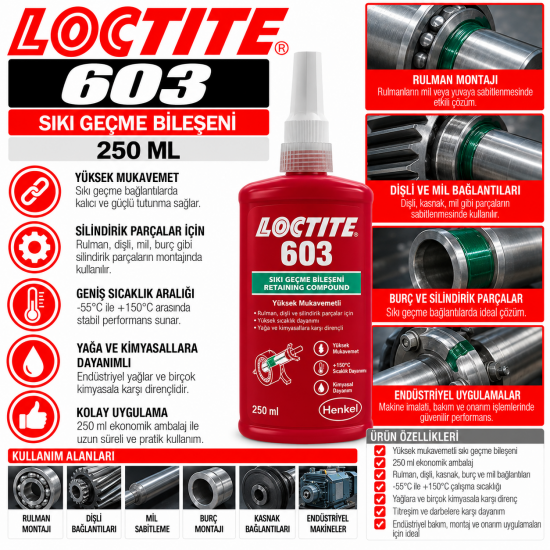 LOCTITE 603 Sıkı Geçme Bileşeni 250 ML