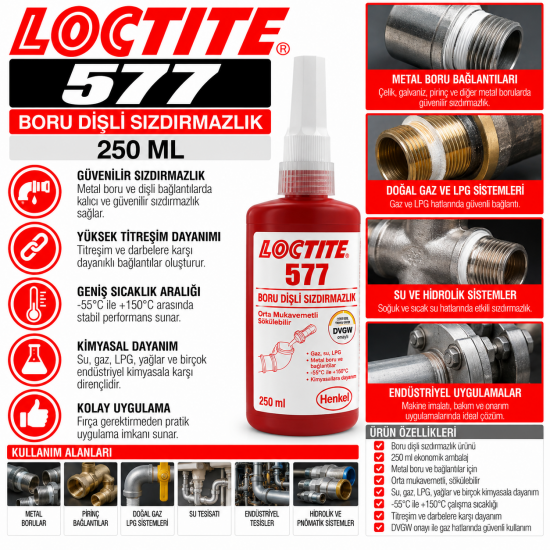 LOCTITE 577 BORU DİŞLİ SIZDIRMAZLIK 250 ML