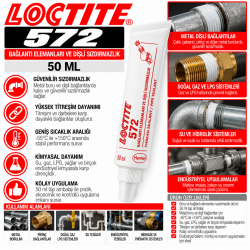 LOCTITE 572 BAĞLANTI ELAMANLARI VE DİŞLİ SIZDIRMAZLIK 50 ML