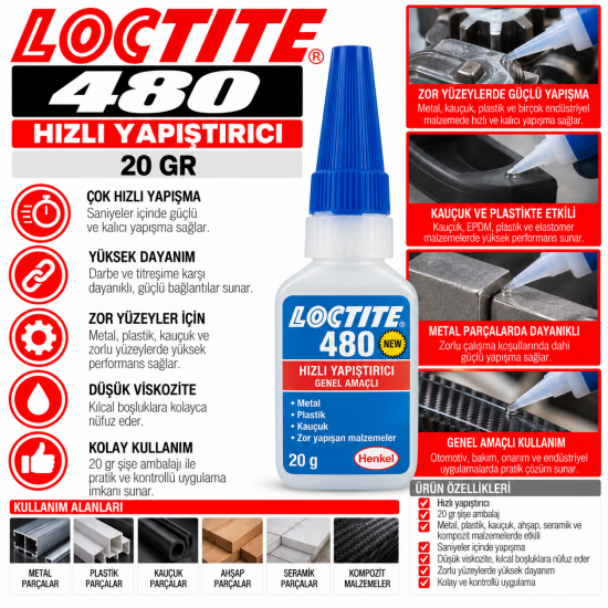 LOCTITE 480 Hızlı Yapıştırıcı 20 Gr