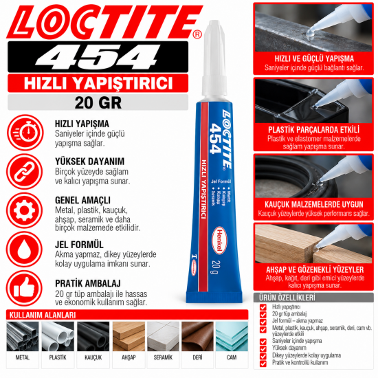LOCTITE 454 Hızlı Yapıştırıcı 20 Gr