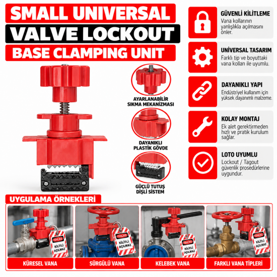 Small Universal Valve Lockout Base Clamping Unit