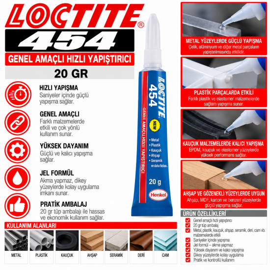 LOCTITE 454 Genel Amaçlı Hızlı Yapıştırıcı 20 gr
