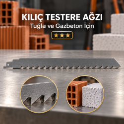 Kılıç testere ağzı, inşaat, üç yıldız Tuğla/gazbeton için