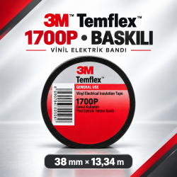 3M™ Temflex™ Vinil Elektrik Bandı 1700P-BASKILI 38 mm x 13,34 m