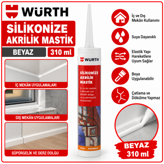 SİLİKONİZE AKRİLİK MASTİK-BEYAZ- 310ML