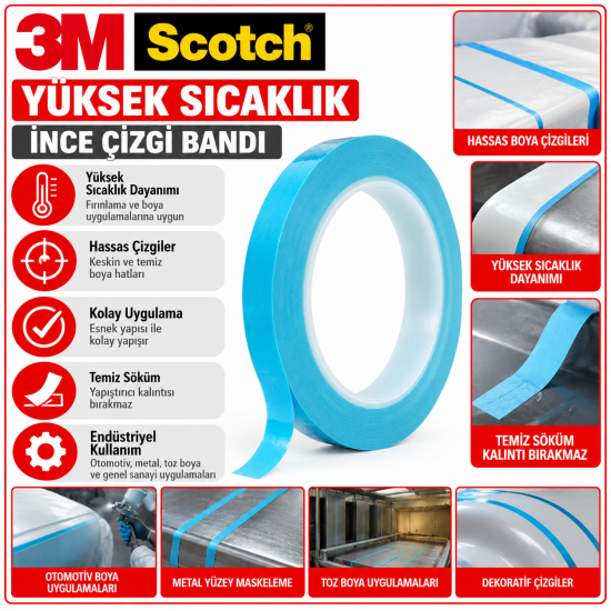 Scotch® Yüksek Sıcaklık İnce Çizgi Bandı  