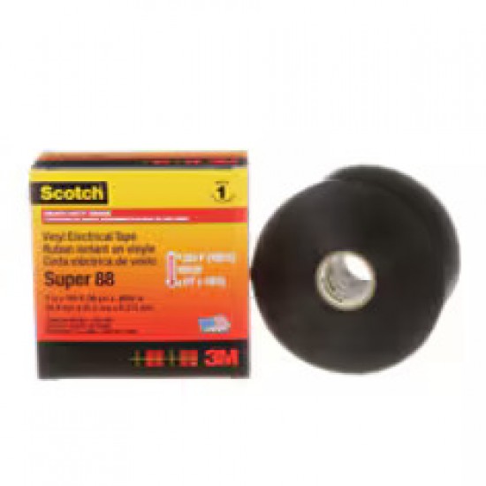 3M™ Scotch Super 88 Vinil Elektrik Bantı, Siyah, 19mm x 20m