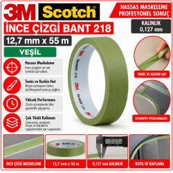 Scotch® İnce Çizgi Bant 218, Yeşil, 12.7 mm x 55 m, 0.127 mm