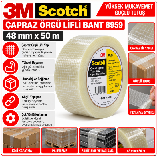 Scotch® Çapraz Örgü Lifli Bant 8959