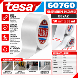 Tesa 60760 Yer İşaretleme İkaz Bandı Beyaz 50mm x 33mt 