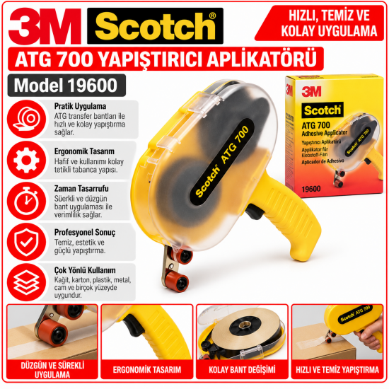 Scotch® ATG 700 Yapıştırıcı Aplikatörü, Sarı, Model 19600