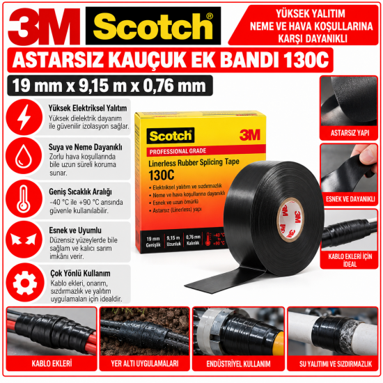 Scotch® Astarsız Kauçuk Ek Bandı 130C