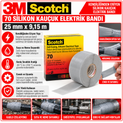 Scotch® 70 Kendiliğinden Eriyen Silikon Kauçuk Elektrik Bandı, 25