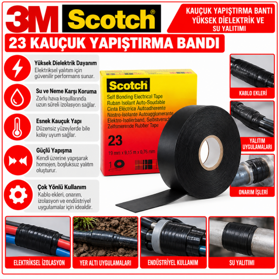 Scotch® 23 Kauçuk Yapıştırma Bandı