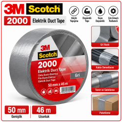 Scotch® 2000 Elektrik Duct Tape - Gri 50mm x 46m