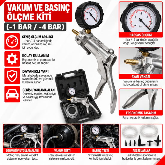 VAKUM VE BASINÇ ÖLÇME KİTİ(-1BAR/-4BAR)