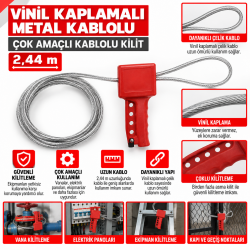 Vinil Kaplamalı Metal Kablolu Çok Amaçlı Kablolu Kilit - 2,44 m