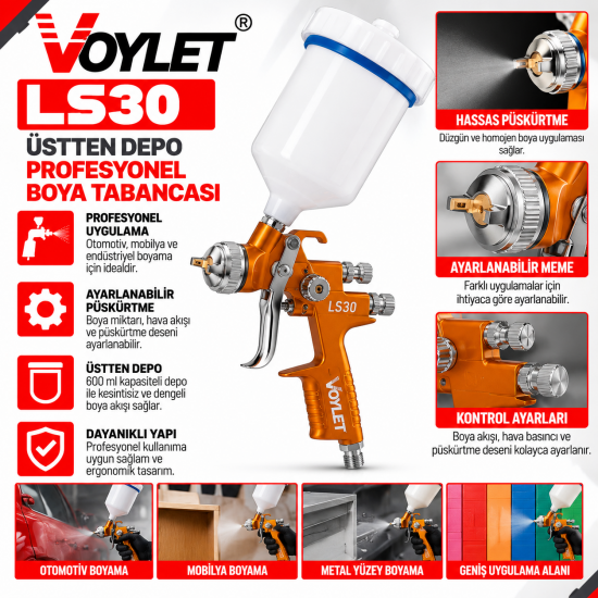 Voylet LS30 Üstten Depo Profesyonel Boya Tabancası