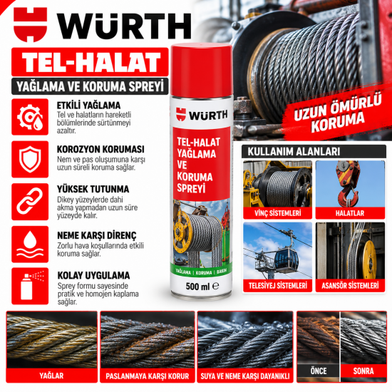 TEL-HALAT YAĞLAMA VE KORUMA SPREYİ 500ML