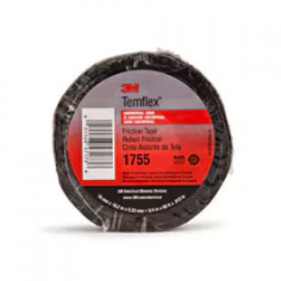 3M™ Temflex™ Pamuk İzolebandı 1755, 3/4 in x 60 ft, Siyah her kutuda 20 rulo